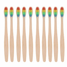 Load image into Gallery viewer, Eco friendly Wooden Rainbow Bamboo Handle Toothbrush