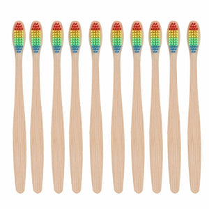 Eco friendly Wooden Rainbow Bamboo Handle Toothbrush